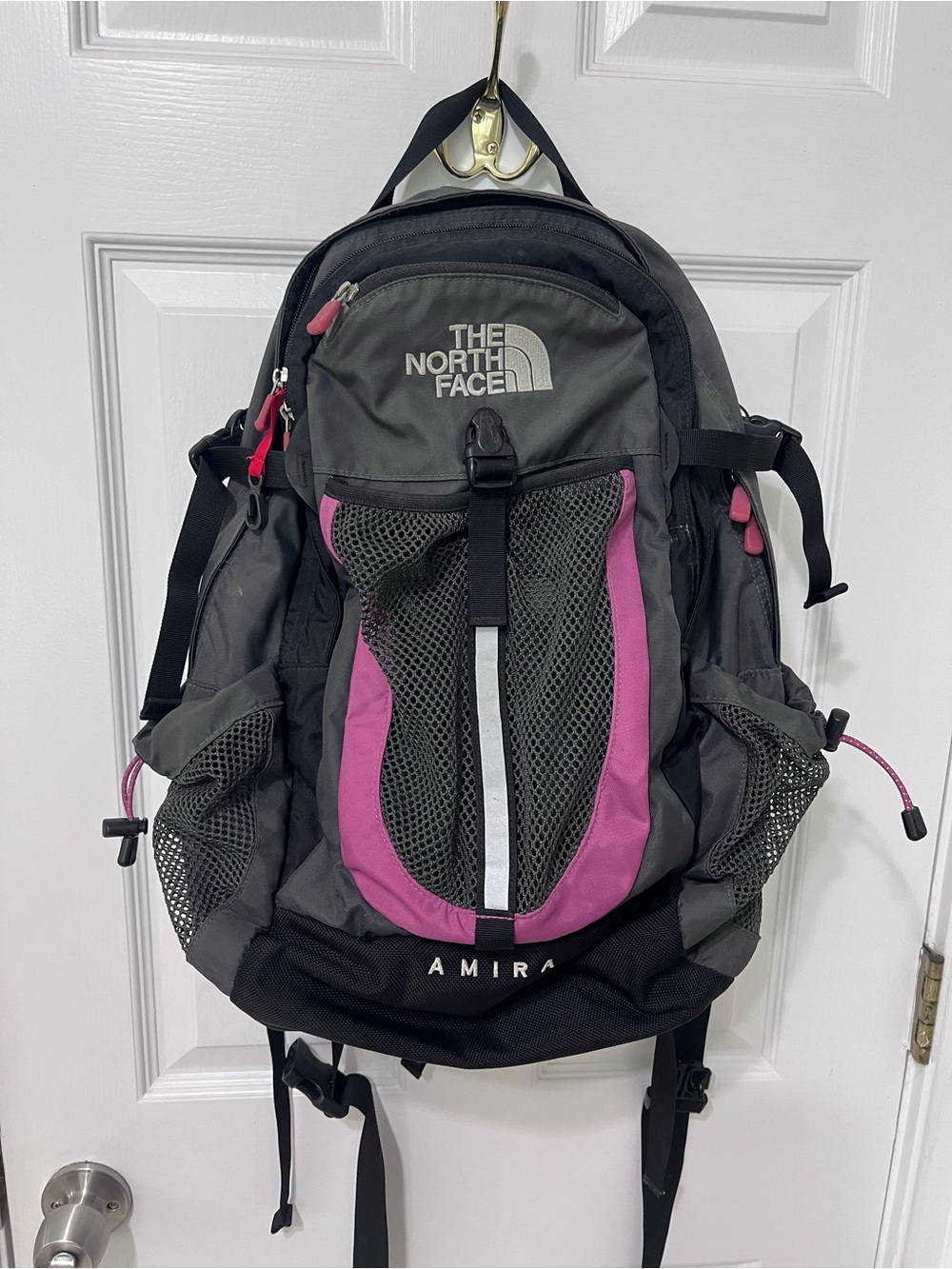 The North Face Gray and Pink Hiking Backpack